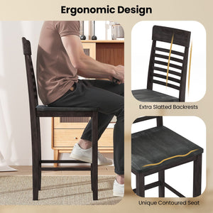 Dining Chair Set of 2 with Footrests and Solid Wood Frame-Gray view 7