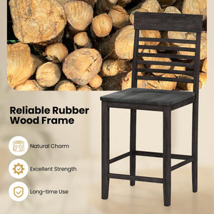 Dining Chair Set of 2 with Footrests and Solid Wood Frame-Gray view 8