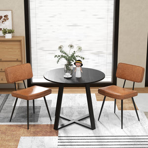 Dining Chair Set of 2 with Padded Backrest and Seat-Brown view 2