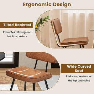 Dining Chair Set of 2 with Padded Backrest and Seat-Brown view 6