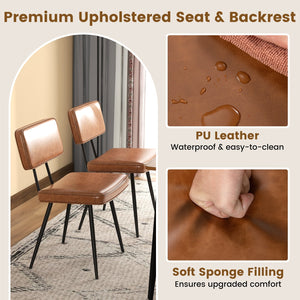 Dining Chair Set of 2 with Padded Backrest and Seat-Brown view 8