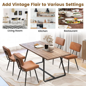 Dining Chair Set of 2 with Padded Backrest and Seat-Brown view 9