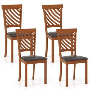 Dining Chair Set of 2 with Rubber Wood Legs and Ergonomic Back for Dining Room-Walnut view 4