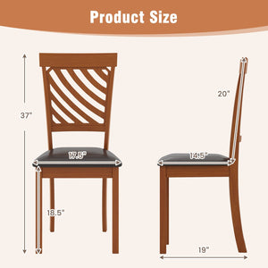 Dining Chair Set of 2 with Rubber Wood Legs and Ergonomic Back for Dining Room-Walnut view 5