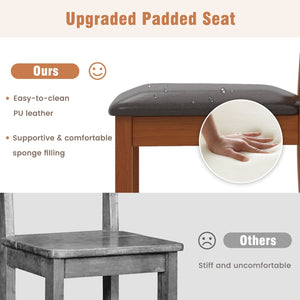 Dining Chair Set of 2 with Rubber Wood Legs and Ergonomic Back for Dining Room-Walnut view 7