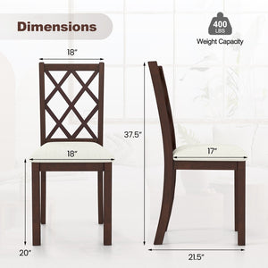 Dining Chair Set of 2 Wood Kitchen Chairs with Upholstered Seat Cushion and Rubber Wood Legs-Brown view 4