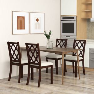 Dining Chair Set of 2 Wood Kitchen Chairs with Upholstered Seat Cushion and Rubber Wood Legs-Brown view 5