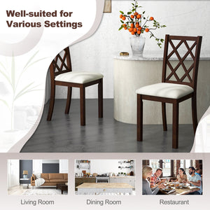 Dining Chair Set of 2 Wood Kitchen Chairs with Upholstered Seat Cushion and Rubber Wood Legs-Brown view 7