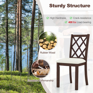 Dining Chair Set of 2 Wood Kitchen Chairs with Upholstered Seat Cushion and Rubber Wood Legs-Brown view 8