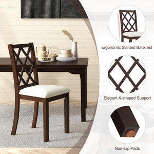 Dining Chair Set of 2 Wood Kitchen Chairs with Upholstered Seat Cushion and Rubber Wood Legs-Brown view 9