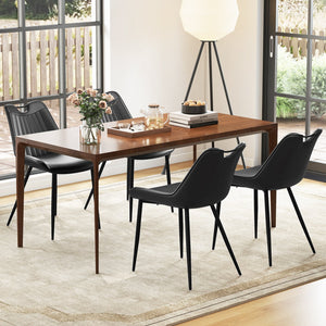 Dining Chair Set of 4 Faux Leather Upholstered Kitchen Chairs with Metal Legs-Black view 2