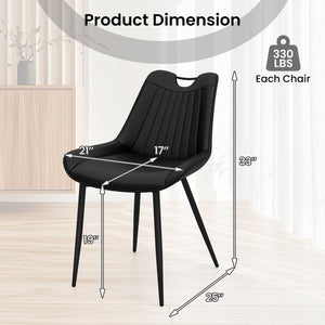 Dining Chair Set of 4 Faux Leather Upholstered Kitchen Chairs with Metal Legs-Black view 3
