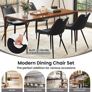 Dining Chair Set of 4 Faux Leather Upholstered Kitchen Chairs with Metal Legs-Black view 7