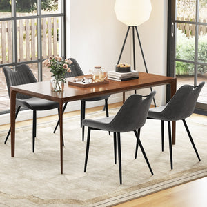 Dining Chair Set of 4 Faux Leather Upholstered Kitchen Chairs with Metal Legs-Gray view 2