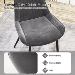 Dining Chair Set of 4 Faux Leather Upholstered Kitchen Chairs with Metal Legs-Gray view 4