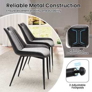 Dining Chair Set of 4 Faux Leather Upholstered Kitchen Chairs with Metal Legs-Gray view 6