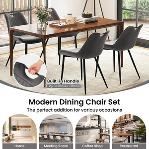 Dining Chair Set of 4 Faux Leather Upholstered Kitchen Chairs with Metal Legs-Gray view 7