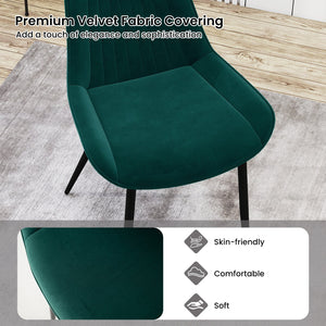 Dining Chair Set of 4 Faux Leather Upholstered Kitchen Chairs with Metal Legs-Turquoise view 4