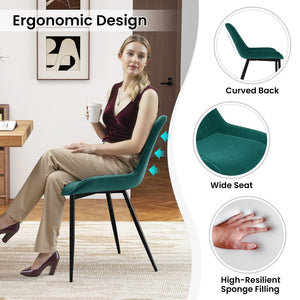 Dining Chair Set of 4 Faux Leather Upholstered Kitchen Chairs with Metal Legs-Turquoise view 5