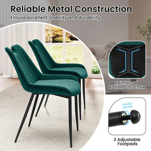 Dining Chair Set of 4 Faux Leather Upholstered Kitchen Chairs with Metal Legs-Turquoise view 6