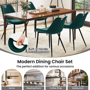 Dining Chair Set of 4 Faux Leather Upholstered Kitchen Chairs with Metal Legs-Turquoise view 7