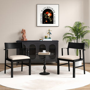 Dining Chair with Contoured Backrest and Padded Seat Set of 2-Beige view 3