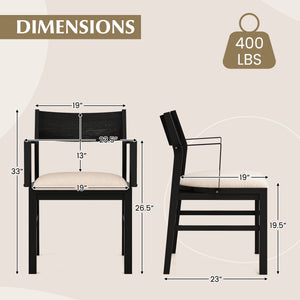Dining Chair with Contoured Backrest and Padded Seat Set of 2-Beige view 4