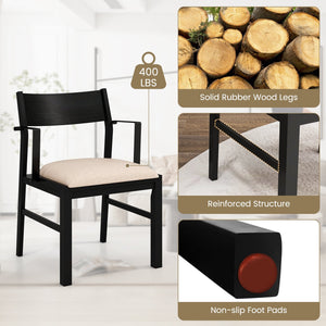 Dining Chair with Contoured Backrest and Padded Seat Set of 2-Beige view 7