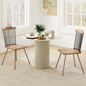 Dining Chair with Spindle Back and Ergonomic Contoured Seat Set of 2-Natural view 2