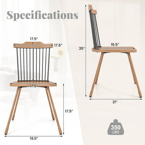 Dining Chair with Spindle Back and Ergonomic Contoured Seat Set of 2-Natural view 4