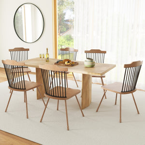 Dining Chair with Spindle Back and Ergonomic Contoured Seat Set of 2-Natural view 5