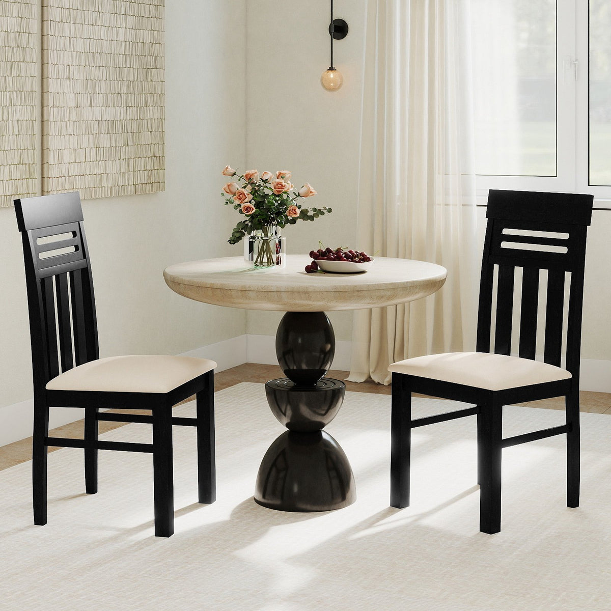 Dining Chairs High Back Dining Room Chairs Set of 2-Black view 3