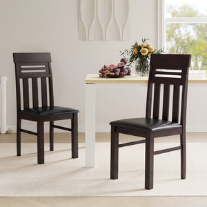 Dining Chairs High Back Dining Room Chairs Set of 2-Brown view 2