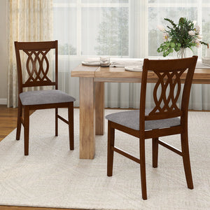Dining Chairs Set of 2 Dining Room Chairs with Padded Seat for Kitchen Living Room-Walnut view 2