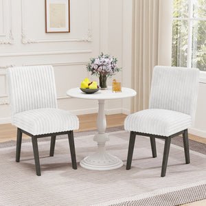 Dining Chairs Set of 2 Fabric Upholstered Kitchen Chairs with Padded Seatand Rubber Wood Legs-White+Grey view 2