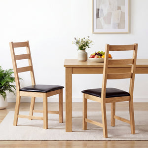Dining Chairs Set of 2 Farmhouse Dining Room Chairs with Hollowed Backrest-Natural view 2