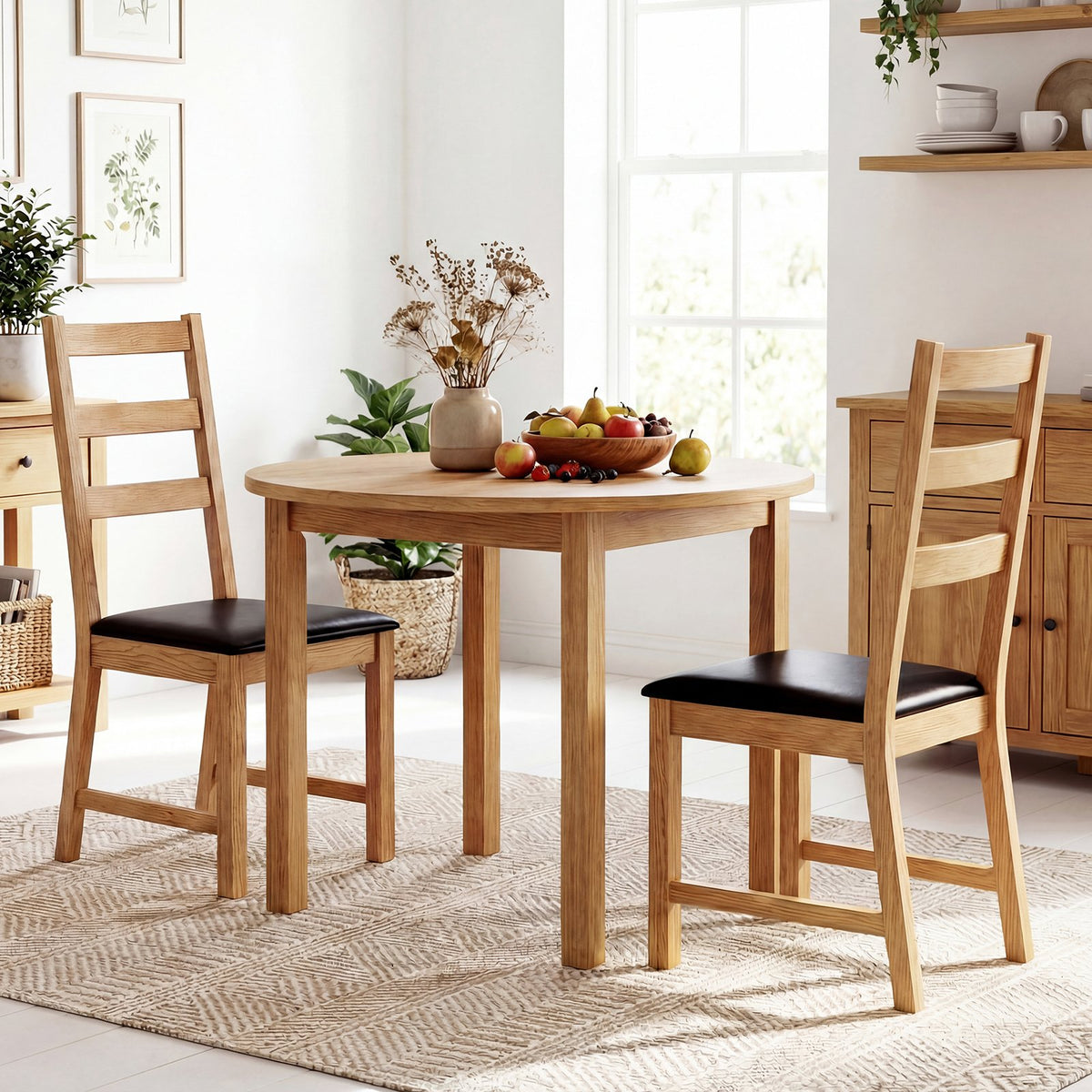 Dining Chairs Set of 2 Farmhouse Dining Room Chairs with Hollowed Backrest-Natural view 3
