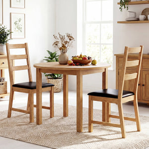 Dining Chairs Set of 2 Farmhouse Dining Room Chairs with Hollowed Backrest-Natural view 3