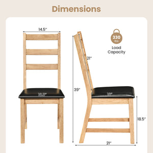 Dining Chairs Set of 2 Farmhouse Dining Room Chairs with Hollowed Backrest-Natural view 4