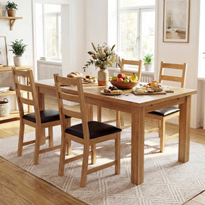 Dining Chairs Set of 2 Farmhouse Dining Room Chairs with Hollowed Backrest-Natural view 5