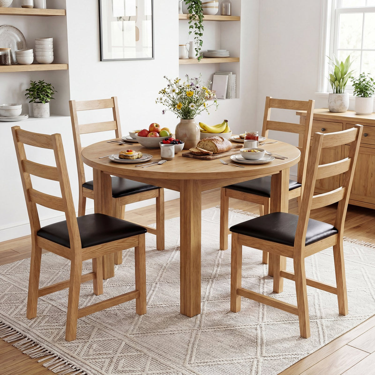 Dining Chairs Set of 2 Farmhouse Dining Room Chairs with Hollowed Backrest-Natural view 6