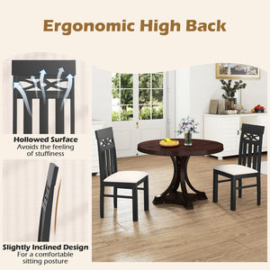 Dining Chairs Set of 2 High Back Dining Room Chairs with Padded Seat and Rubber Wood Frame-Black view 6