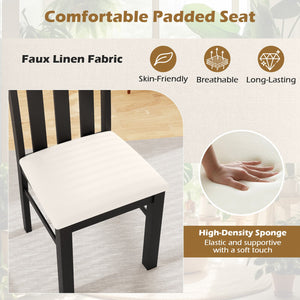 Dining Chairs Set of 2 High Back Dining Room Chairs with Padded Seat and Rubber Wood Frame-Black view 7