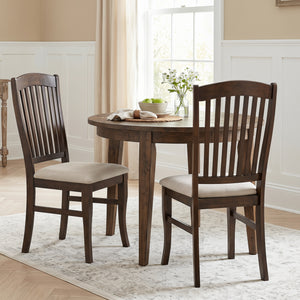 Dining Chairs Set of 2 Kitchen Side Chairs Mid-century Armless Dinette Chairs-Brown & White view 2