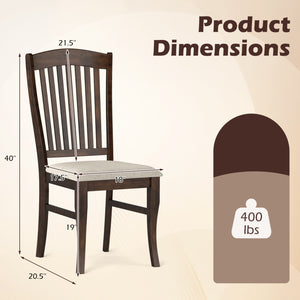 Dining Chairs Set of 2 Kitchen Side Chairs Mid-century Armless Dinette Chairs-Brown & White view 3