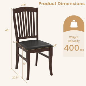 Dining Chairs Set of 2 Kitchen Side Chairs Mid-century Armless Dinette Chairs-Coffee view 3