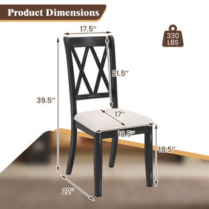 Dining Chairs Set of 2 Kitchen Side Chairs with Curved Cross Back-Beige view 4
