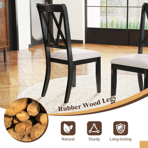 Dining Chairs Set of 2 Kitchen Side Chairs with Curved Cross Back-Beige view 6