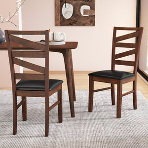 Dining Chairs Set of 2 Kitchen Side Chairs with Rubber Wood Legs-Walnut view 2