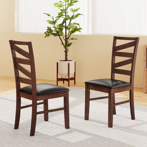 Dining Chairs Set of 2 Kitchen Side Chairs with Rubber Wood Legs-Walnut view 3
